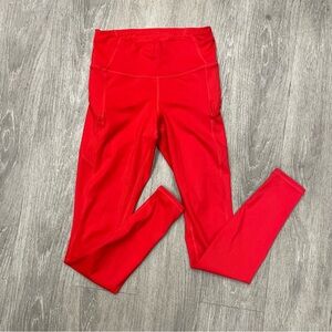 Athleta Contender Tight Leggings 27" Side Zipper Pockets Women's Size XS Red EUC